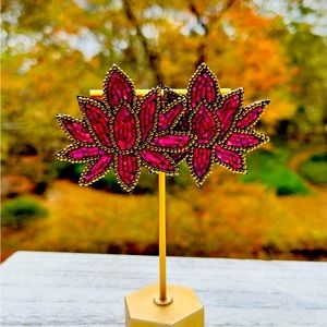 Beaded Pink Tulip Statement Earrings